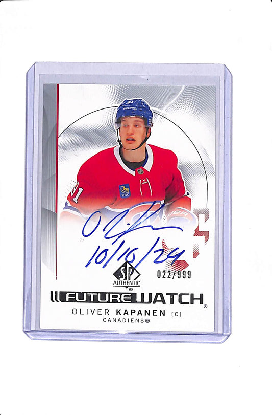 2024-25 SP AUTHENTIC OLIVER KAPANEN #169 FUTURE WATCH AUTO INSCRIBED /999
