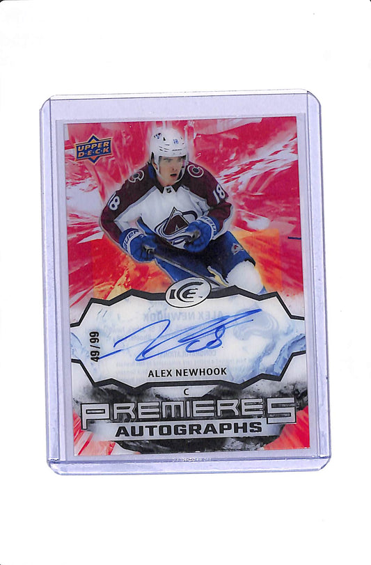 2021-22 UPPER DECK ICE ALEX NEWHOOK #IPA-AN PREMIERES ROOKIE AUTO /99