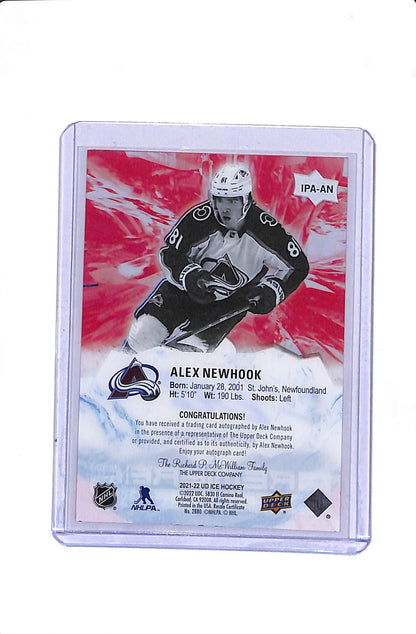 2021-22 UPPER DECK ICE ALEX NEWHOOK #IPA-AN PREMIERES ROOKIE AUTO /99