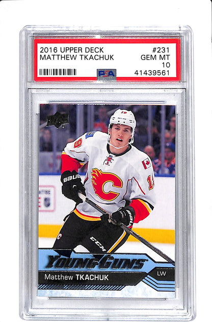2016 UPPER DECK #231 MATTHEW TKACHUK YOUNG GUNS PSA 10