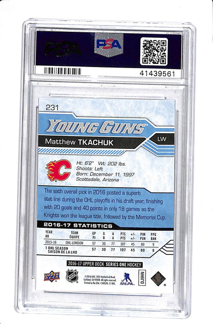 2016 UPPER DECK #231 MATTHEW TKACHUK YOUNG GUNS PSA 10