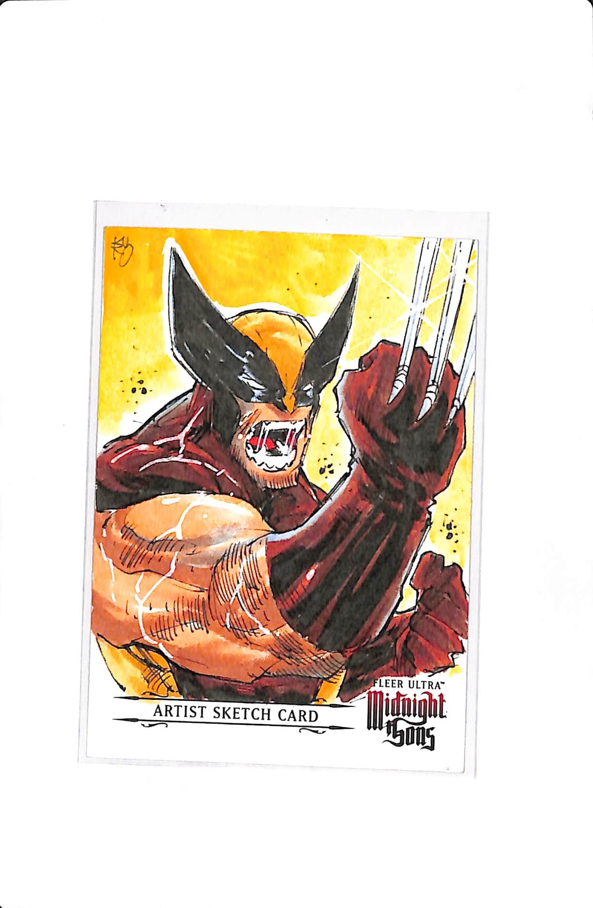 2023 FLEER ULTRA MIDNIGHT SONS WOLVERINE 1/1 ARTIST SKETCH CARD BY KUROBHIE