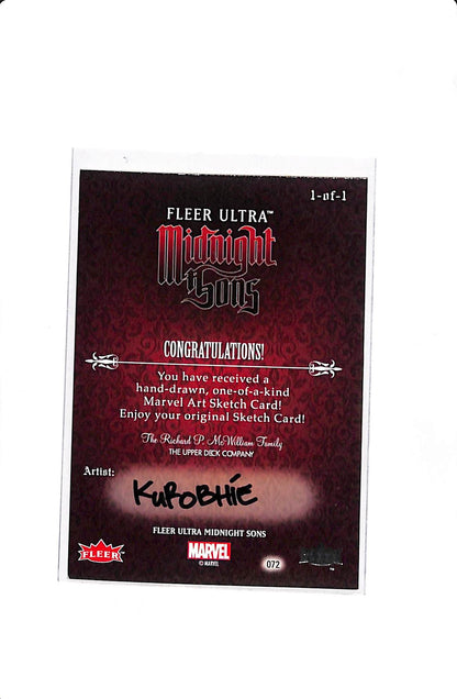 2023 FLEER ULTRA MIDNIGHT SONS WOLVERINE 1/1 ARTIST SKETCH CARD BY KUROBHIE