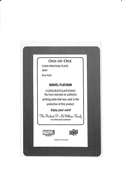 2023 MARVEL PLATINUM VARIANT CYAN PRINTING PLATE 1/1 SHE HULK #wi197