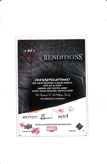 2024 UPPER DECK MARVEL RENDITIONS SPIDER-MAN 1/1 ARTIST SKETCH CARD BY BRIAN MACHELSKI