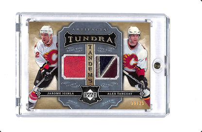 2007-08 UPPER DECK ARTIFACTS HOCKEY TUNDRA TANDEMS JAROME IGINLA/ALEX TANGUAY PATCH 16/25