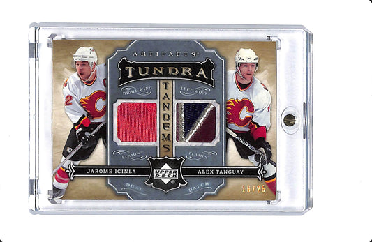 2007-08 UPPER DECK ARTIFACTS HOCKEY TUNDRA TANDEMS JAROME IGINLA/ALEX TANGUAY PATCH 16/25