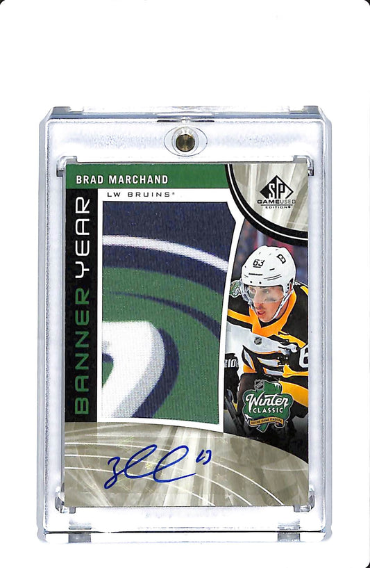 2019-20 UPPER DECK SP GAME USED HOCKEY BANNER YEAR BRAD MARCHAND AUTO