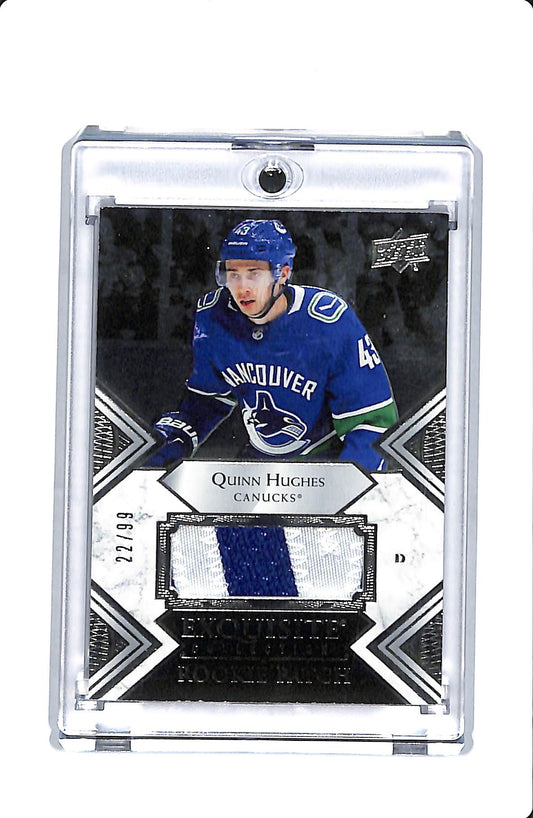 2019-20 UPPER DECK EXQUISITE COLLECTION HOCKEY QUINN HUGHES ROOKIE PATCH 22/99