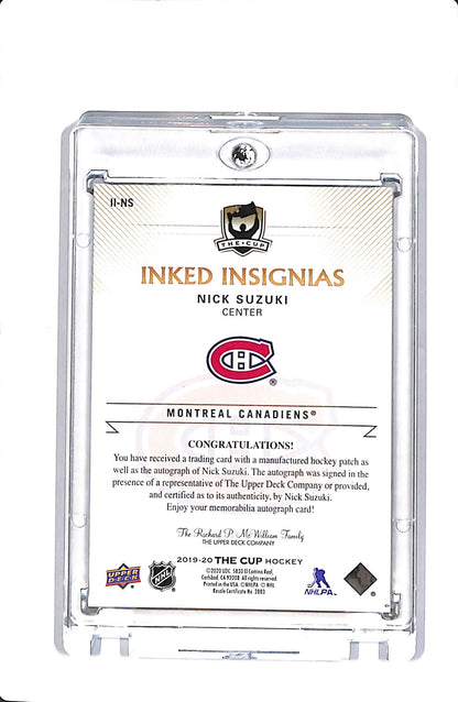 2019 UPPER DECK THE CUP #II-NS NICK SUZUKI INKED INSIGNIAS ROOKIE PATCH AUTO /75