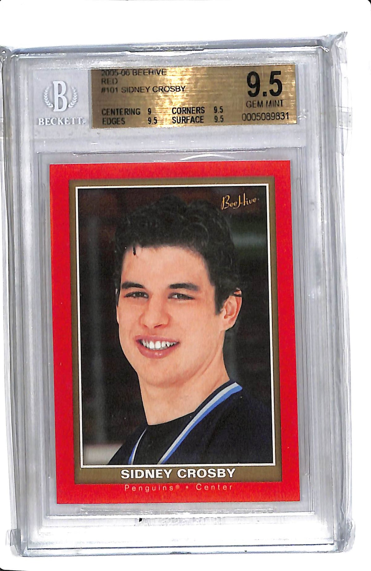 2005-06 UPPER DECK BEE HIVE SIDNEY CROSBY #101 RED ROOKIE BGS 9.5