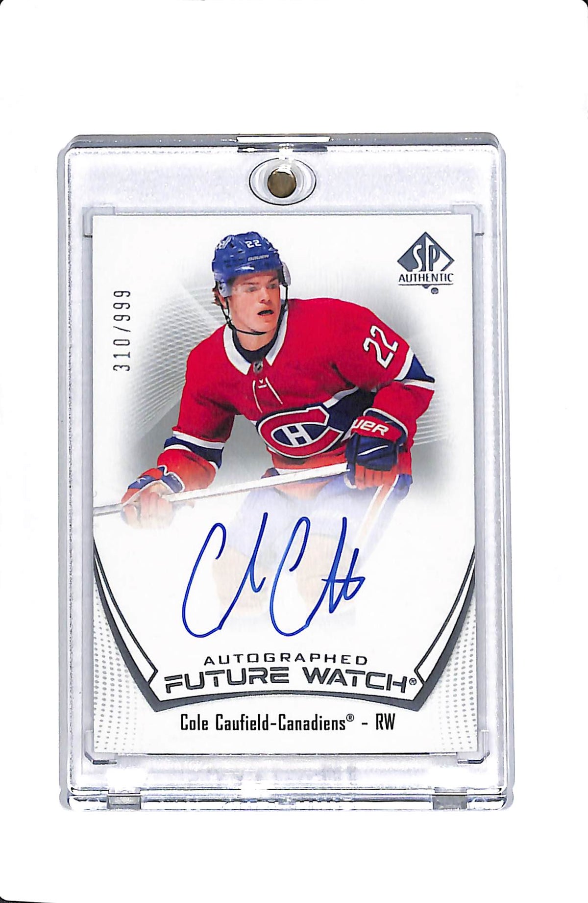 2021 SP AUTHENTIC #101 COLE CAUFIELD FUTURE WATCH AUTO ROOKIE RC /999