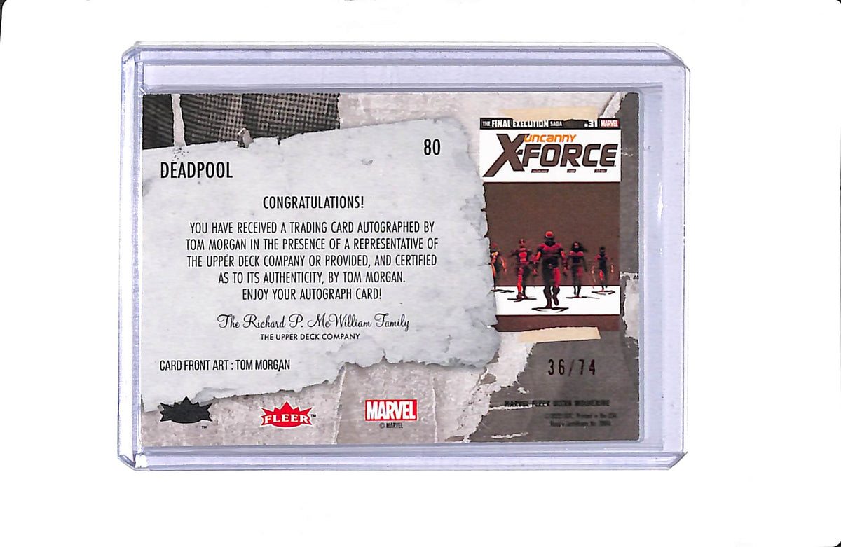 2022 MARVEL FLEER ULTRA #80 WOLVERINE DEADPOOL /74 TOM MORGAN AUTO