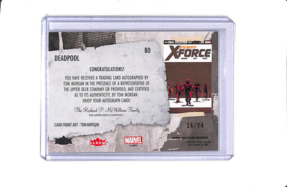 2022 MARVEL FLEER ULTRA #80 WOLVERINE DEADPOOL /74 TOM MORGAN AUTO