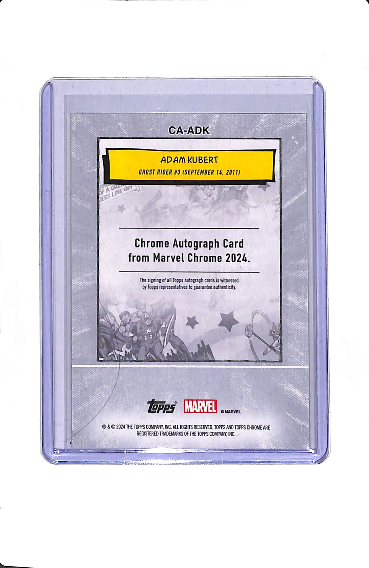 2024 TOPPS CHROME MARVEL ADAM KUBERT#CA-ADK COMIC ARTIST AUTO GOLD WAVE /50