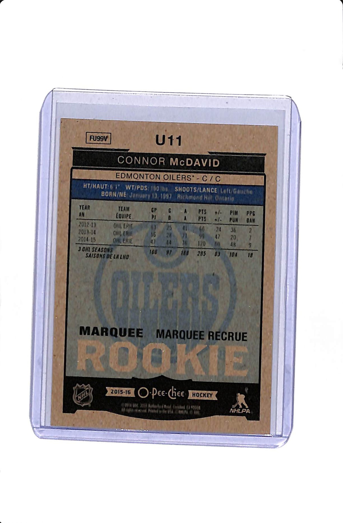2015-16 UPPER DECK O-PEE-CHEE CONNOR MCDAVID MARQUEE ROOKIE #U11