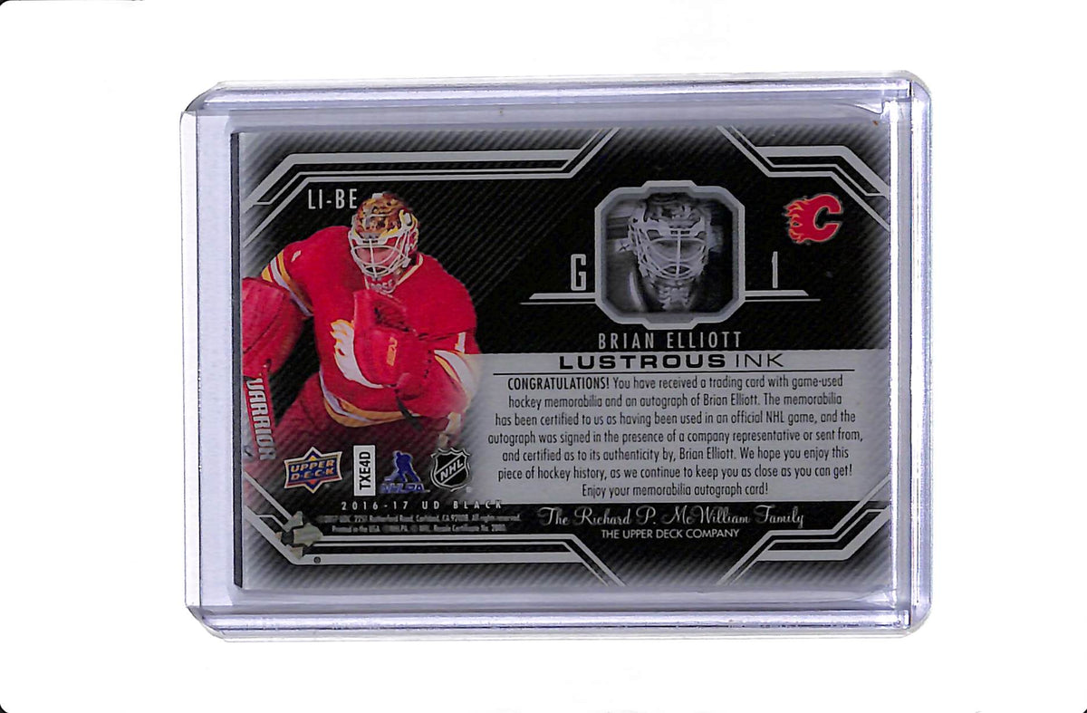 2016-17 UPPER DECK BLACK BRIAN ELLIOTT #LI-BE LUSTROUS INK PATCH AUTO /49 #LI-BE