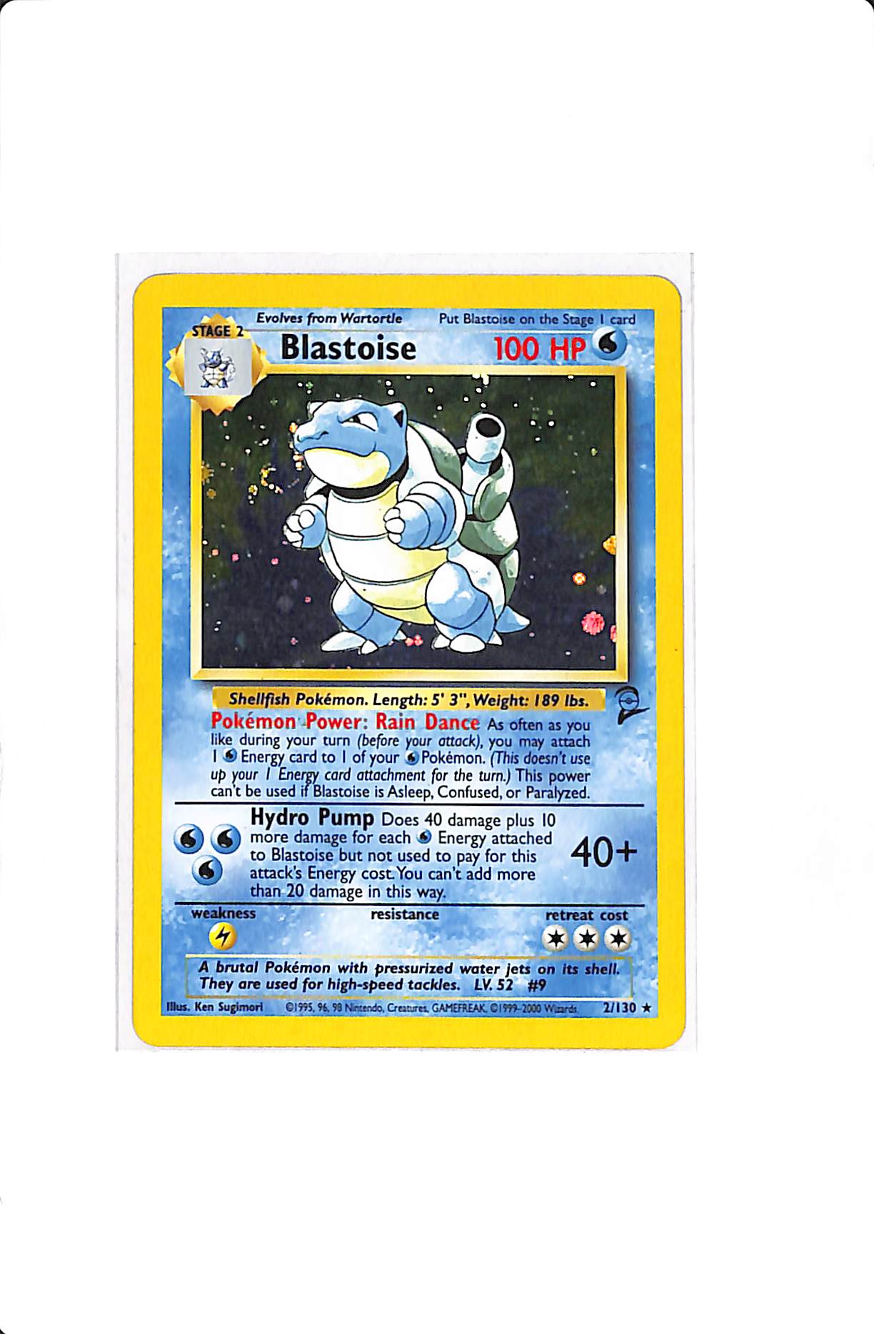 Blastoise Base Set (Unlimited) Holo Rare 2 LP (Swirl)