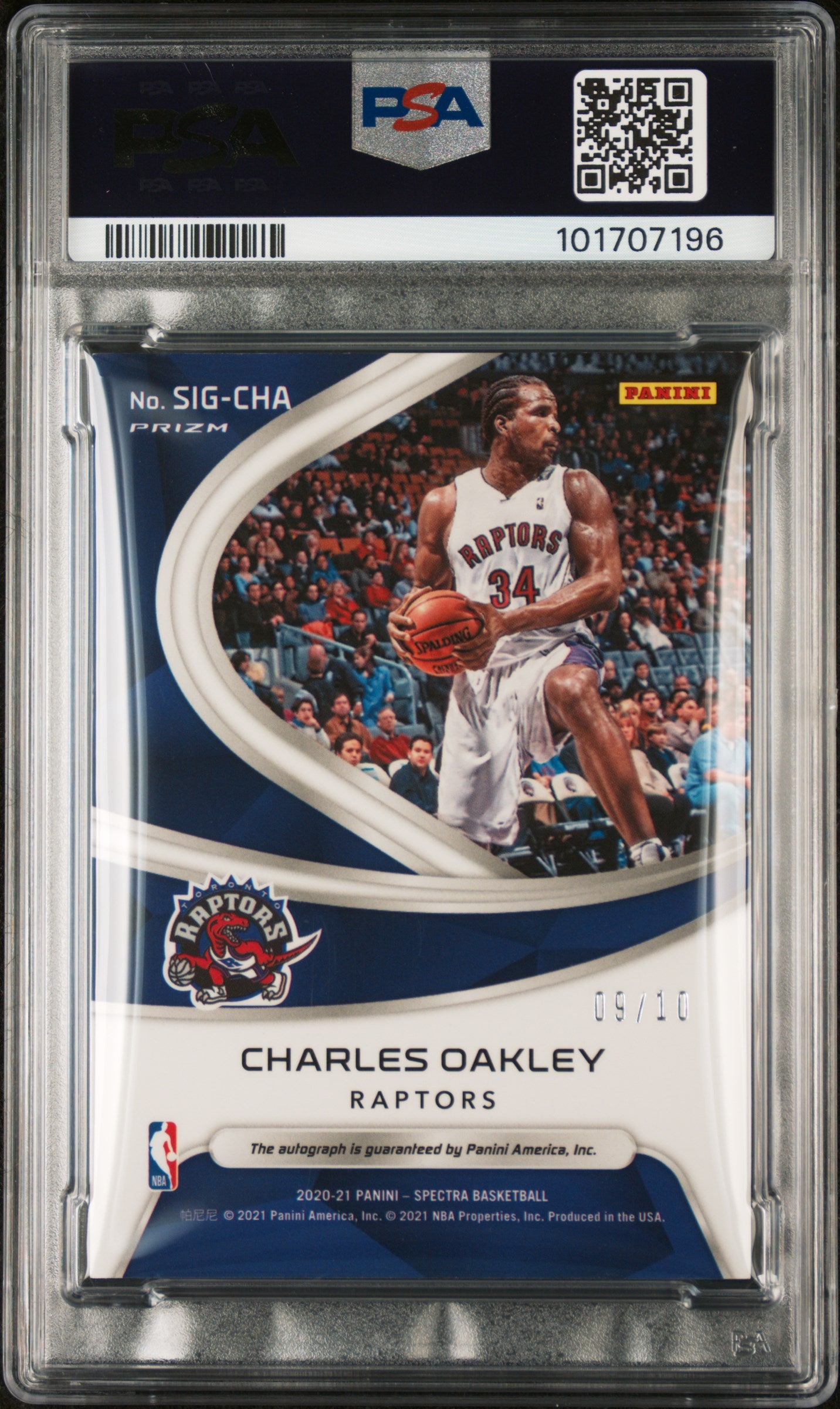2020 PANINI SPECTRA SIGNATURES #SIGCHA CHARLES OAKLEY SIGNATURES GOLD /10 PSA 8 AUTO 9