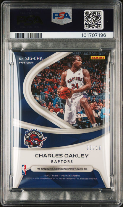 2020 PANINI SPECTRA SIGNATURES #SIGCHA CHARLES OAKLEY SIGNATURES GOLD /10 PSA 8 AUTO 9