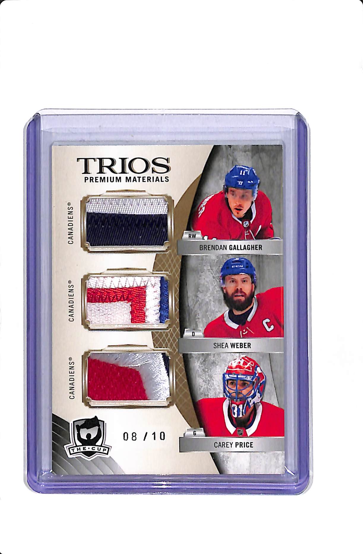 2020-21 UD CUP CAREY PRICE SHEA WEBER BRENDAN GALLAGHER #C3-WPG TRIOS PREMIUM MATERIALS /10