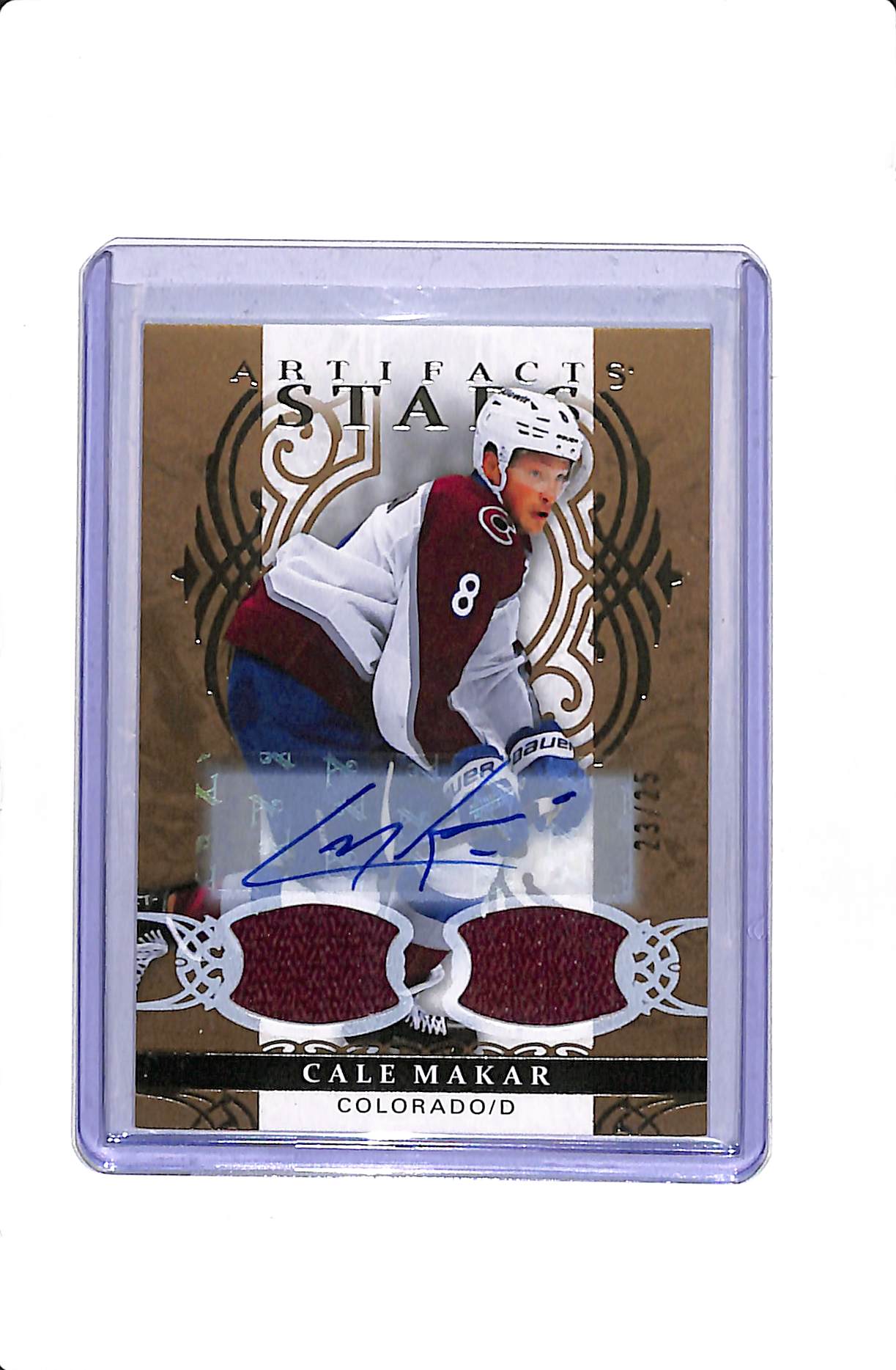 2026-27 UPPER DECK ARTIFACTS CALE MAKAR #129 MATERIAL GOLD AUTO /25