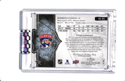 2017-18 UPPER DECK SPLENDOR #BL-RL ROBERTO LUONGO PATCH AUTO /36 GAME USED