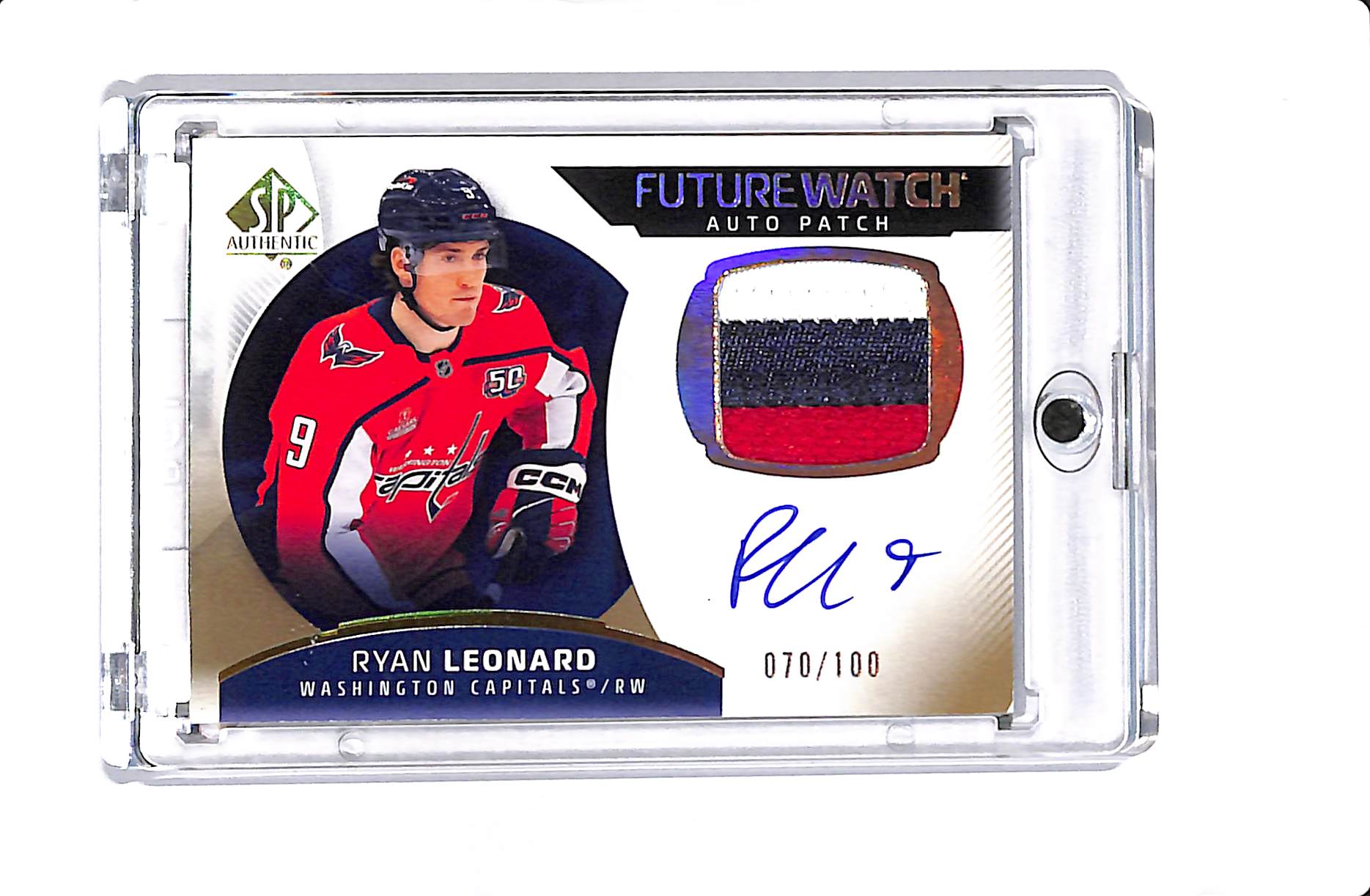 2025-26 UD SP AUTHENTIC RYAN LEONARD #133 FUTURE WATCH PATCH AUTO /100