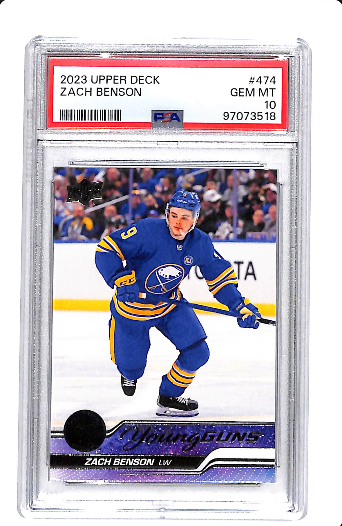 2023 UPPER DECK YOUNG GUNS ZACH BENSON PSA 10