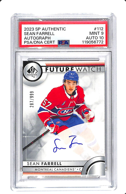 2023 UPPER DECK SP AUTHENTIC FUTURE WATCH AUTO SEAN FARRELL 287/999 PSA 9