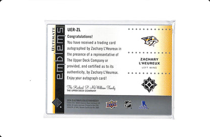 2024-25 UPPER DECK ULTIMATE COLLECTION ULTIMATE EMBLEMS ZACHARY L'HEUREUX AUTO