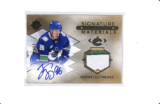 2023-24 UPPER DECK ULTIMATE COLLECTION SIGNATURE PREMIUM MATERIALS ANDREI KUZMENKO PATCH AUTO 17/35