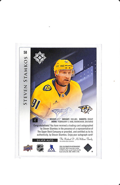 2024-25 UPPER DECK ULTIMATE COLLECTION STEVEN STAMKOS SILVER AUTO