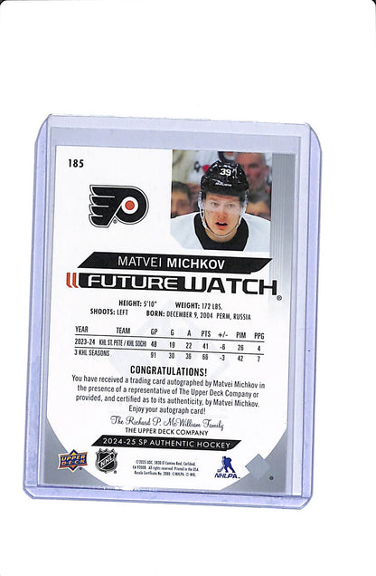 2024-25 UPPER DECK SP AUTHENTIC MATVEI MICHKOV #185 FUTURE WATCH AUTO /999