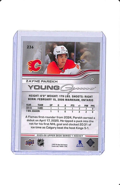 2025-26 UPPER DECK SERIES 1 YOUNG GUNS ZAYNE PAREKH