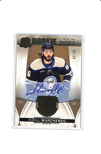 2022-23 UPPER DECK THE CUP KIRILL MARCHENKO #2023-KM ROOKIE AUTO /50 CLASS OF 2023