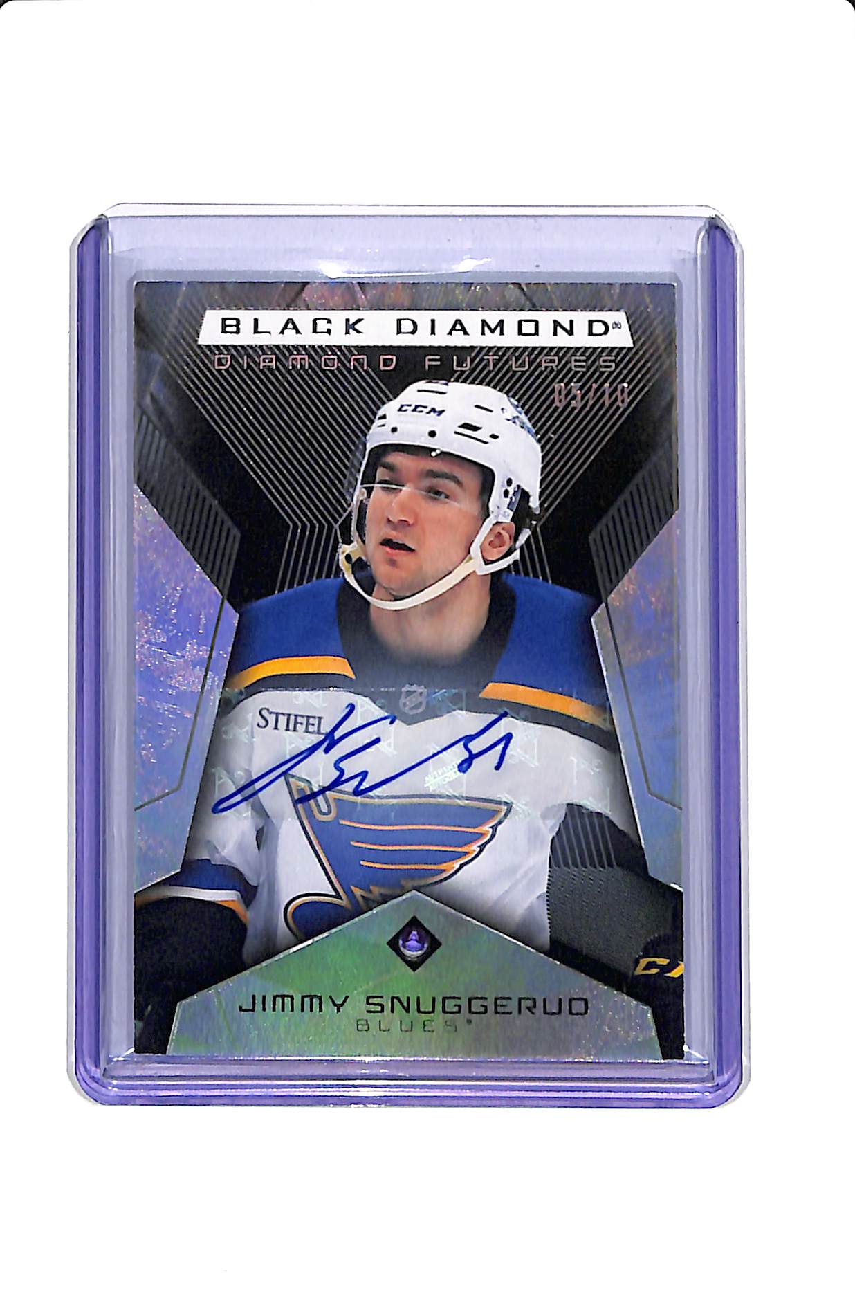 2025-26 UD BLACK DIAMOND JIMMY SNUGGERUD #BDF-JS DIAMOND FUTURES ROOKIE AUTO /10