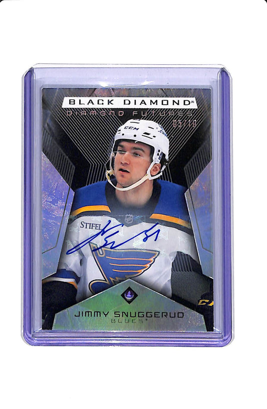 2025-26 UD BLACK DIAMOND JIMMY SNUGGERUD #BDF-JS DIAMOND FUTURES ROOKIE AUTO /10