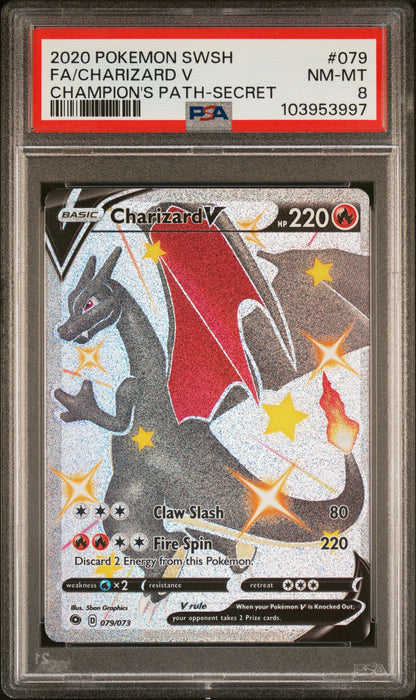 2020 POKEMON SWSH CHARIZARD V CHAMP'S PATH SECRET PSA 8