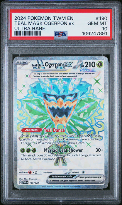 Teal Mask Ogerpon ex Twilight Masquerade Ultra Rare 190/167 PSA 10