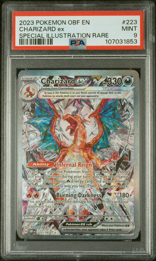 2023 POKEMON OBF EN CHARIZARD EX SIR #223 PSA 9