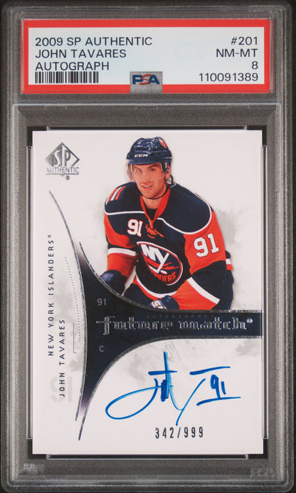 2009-10 UPPER DECK SP AUTHENTIC JOHN TAVARES FUTURE WATCH AUTOGRAPH /999 PSA 8 #201