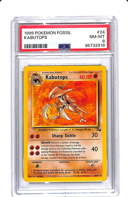 1999 POKEMON FOSSIL KABUTOPS PSA 8