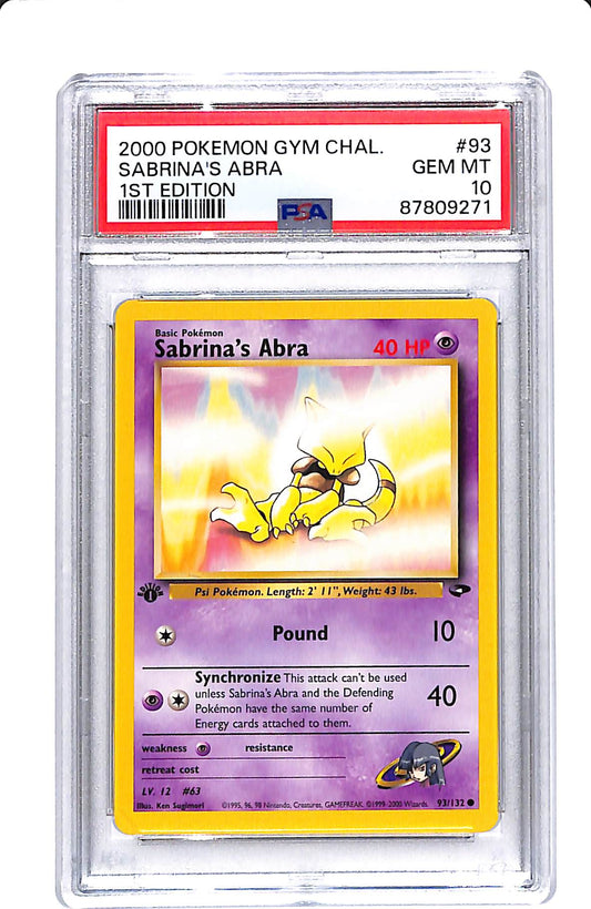 2000 POKEMON GYM CHALLENGE SABRINA'S ABRA 1ST EDITION PSA 10