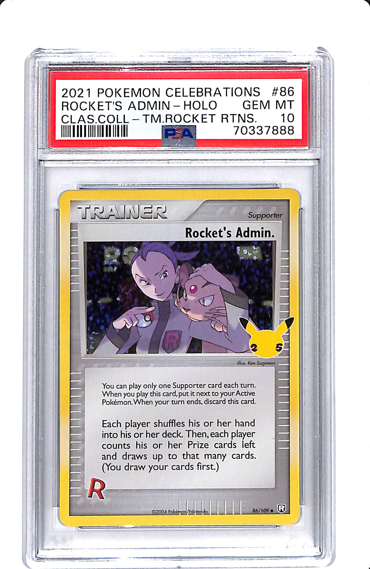 2021 POKEMON CELEBRATIONS ROCKETS ADMIN HOLO PSA 10