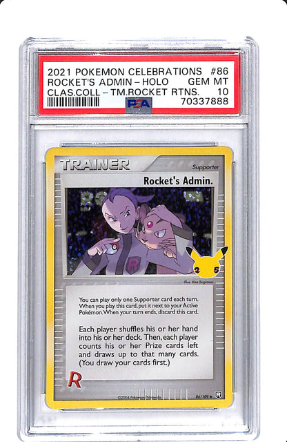 2021 POKEMON CELEBRATIONS ROCKETS ADMIN HOLO PSA 10