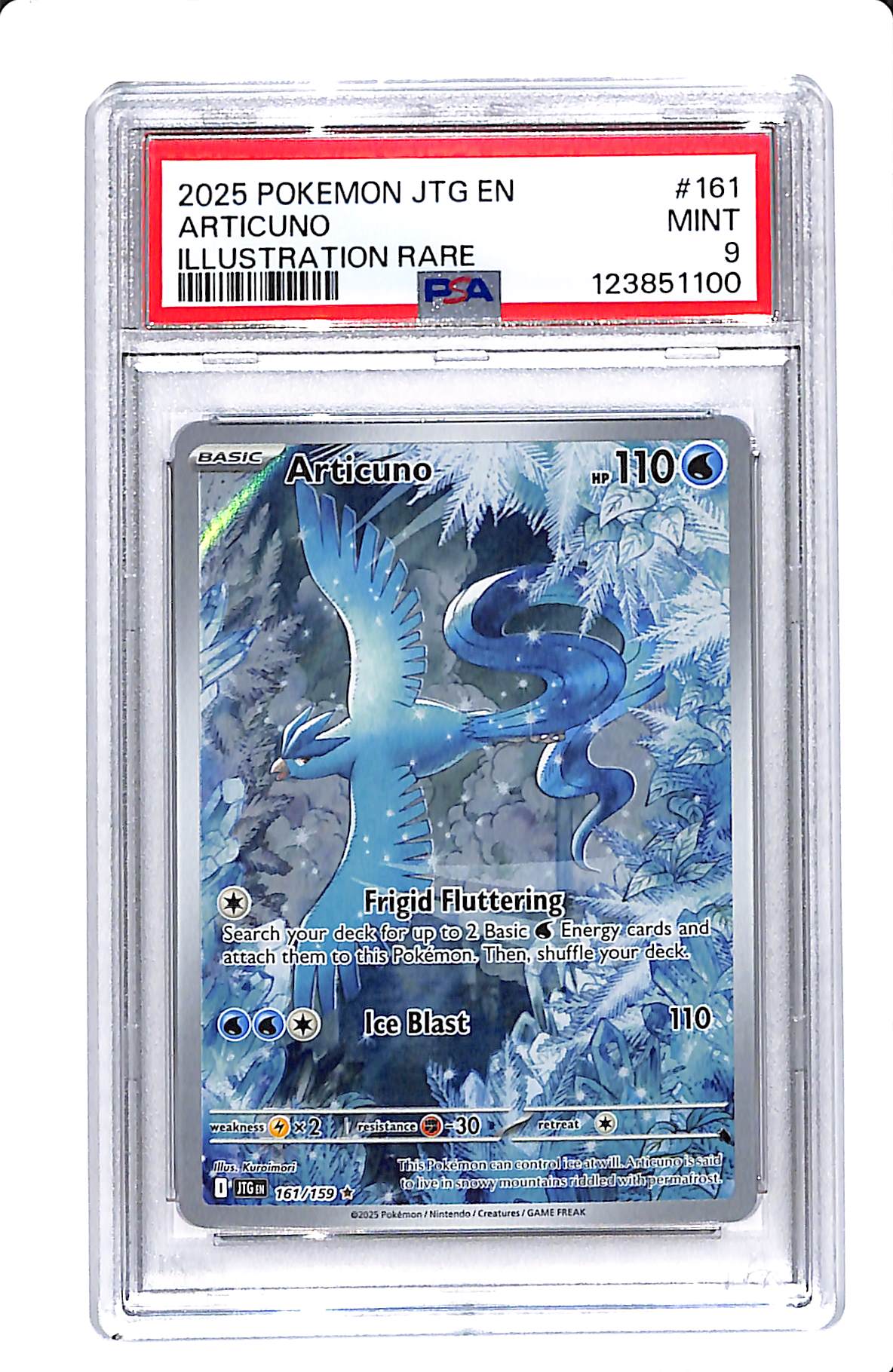 2025 POKEMON JTG EN ARTICUNO ILLUSTRATION RARE PSA 9