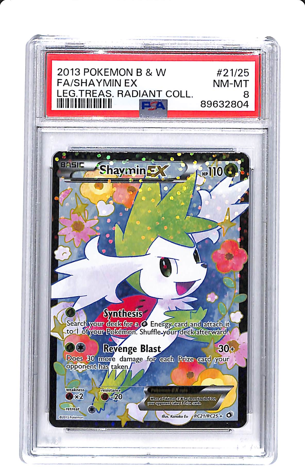 2013 POKEMON B&W FA/SHAYMIN EX LEGENDARY TREASURES RADIANT COLLECTION PSA 8