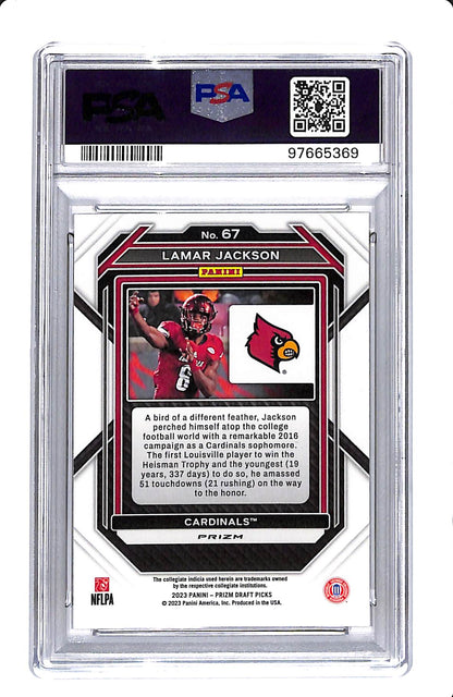 2023 PRIZM DRAFT PICKS LAMAR JACKSON GOLD ICE PSA 10