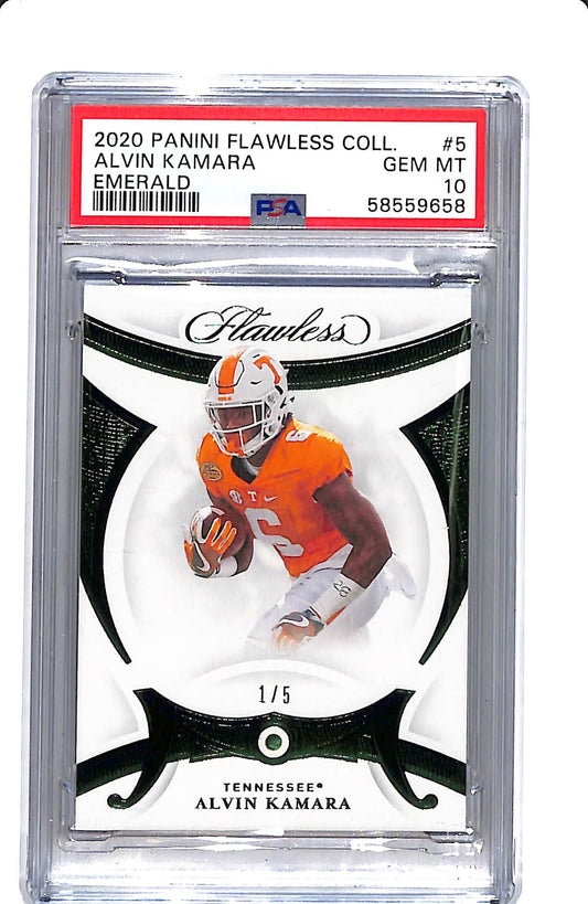 2020 PANINI FLAWLESS COLL. ALVIN KAMARA EMERALD /5 PSA 10